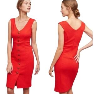 Maeve Red Button-Front Midi Dress